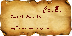 Csanki Beatrix névjegykártya